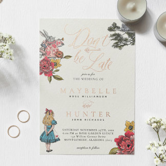 Invitation En Aluminium Ne soyez pas en retard Vintage Alice au pays des m