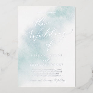Invitation En Aluminium Nettoyage aquarelle Mariage à huile bleu et arge