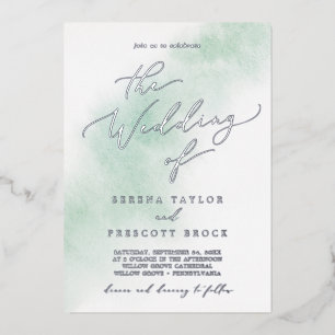 Invitation En Aluminium Nettoyage aquarelle Mariage à huile vert et arge