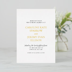 Invitation En Aluminium Nettoyer Photo Mariage élégant Enregistrer la date