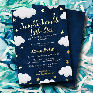 Invitation En Aluminium Neutral Twinkle Little Star Baby Shower Réel