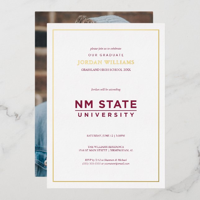 Invitation En Aluminium New Mexico State University Graduation (Recto/Verso)