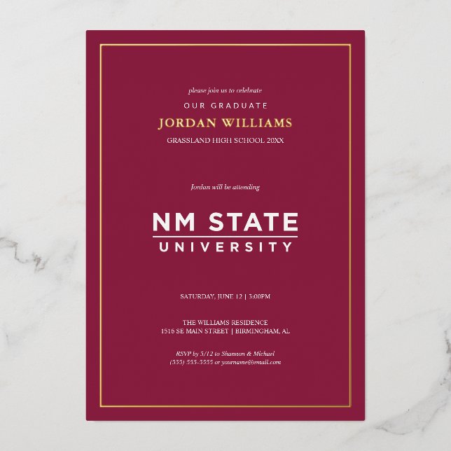Invitation En Aluminium New Mexico State University Graduation (Recto)