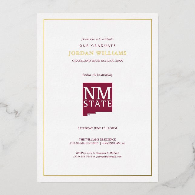 Invitation En Aluminium New Mexico State University Graduation (Recto)