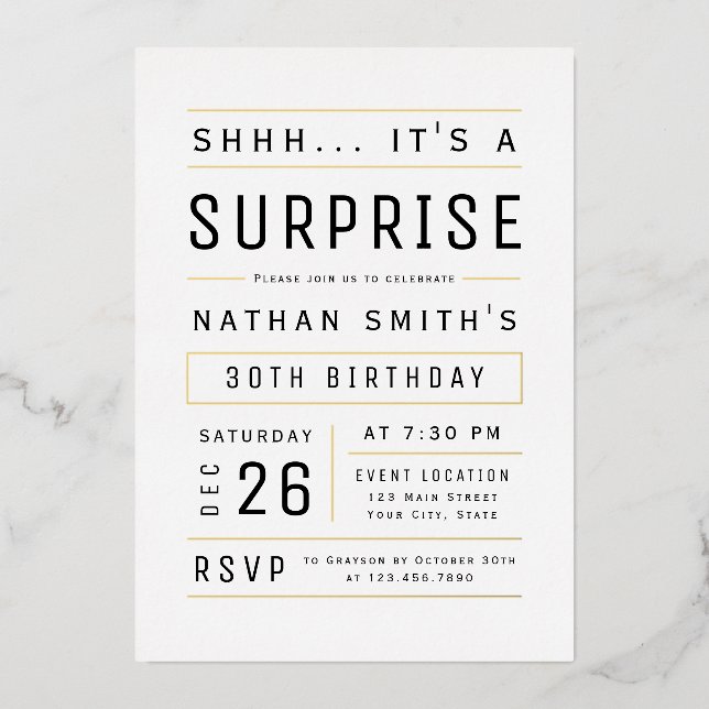 Invitation En Aluminium N'importe quel âge Moderne Typographie Simple Surp (Recto)