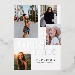 Invitation En Aluminium Niveau suivant Type moderne Photo Graduation Invit