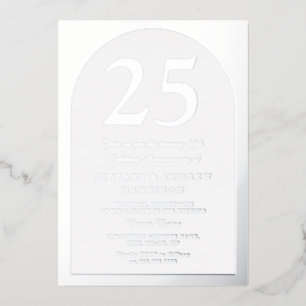 Invitation En Aluminium Noces d'argent 25 ans de mariage Argent