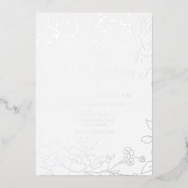 Invitation En Aluminium Noces d'argent 25e anniversaire de mariage (Recto)