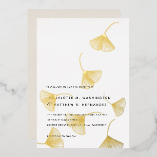 Invitation En Aluminium Noces de feuilles de ginkgo dorées qui tombent