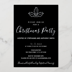 Invitation En Aluminium Noël Guietoe Minimal Noir et Or