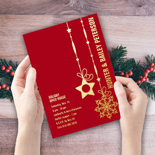 Invitation En Aluminium Noël Holiday Open House Party Gold