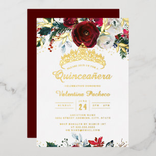 Invitation En Aluminium Noël Rouge Gold Festiage Quinceanera