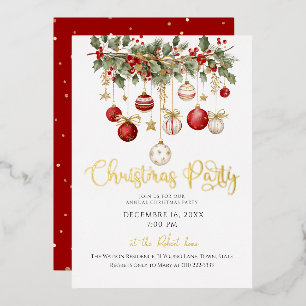 Invitation En Aluminium Noël rustique suspendu Fête Foil en