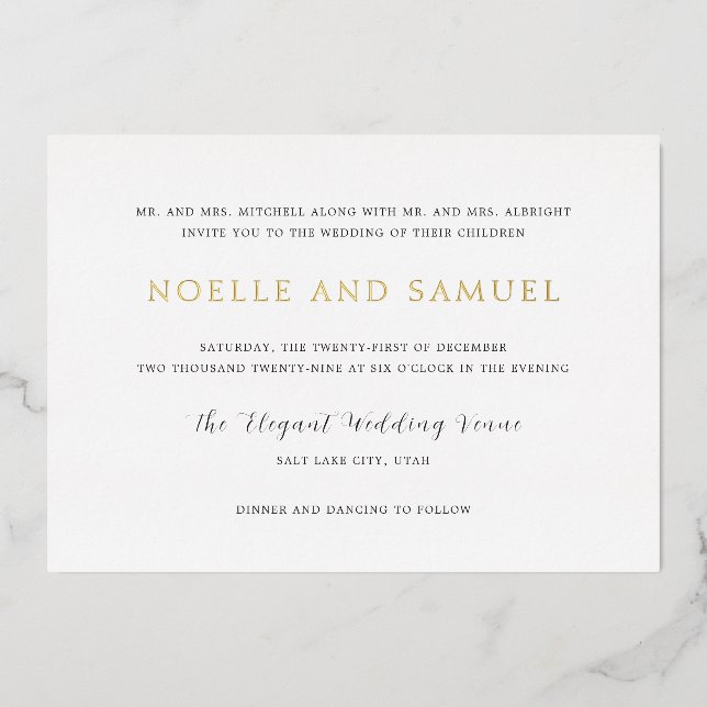 Invitation En Aluminium Noelle Elegant Wedding (Recto)