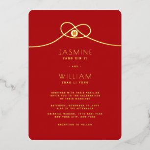 Invitation En Aluminium Noeud d'amour Union Double Bonheur Mariage Chinois