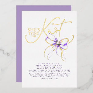 Invitation En Aluminium Noeud Violet Elle Attache Le Noeud Réception de Ma