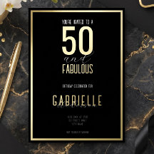 Noir Blanc Élégant 50 et Fantastique Anniversaire