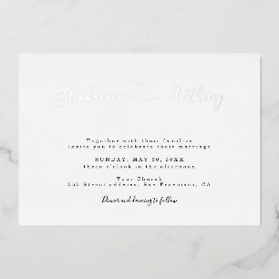 Invitation En Aluminium Noir et blanc minimaliste avec un Mariage de coeur