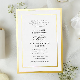 Invitation En Aluminium Noir et blanc Modernisation Calligraphie Mariage