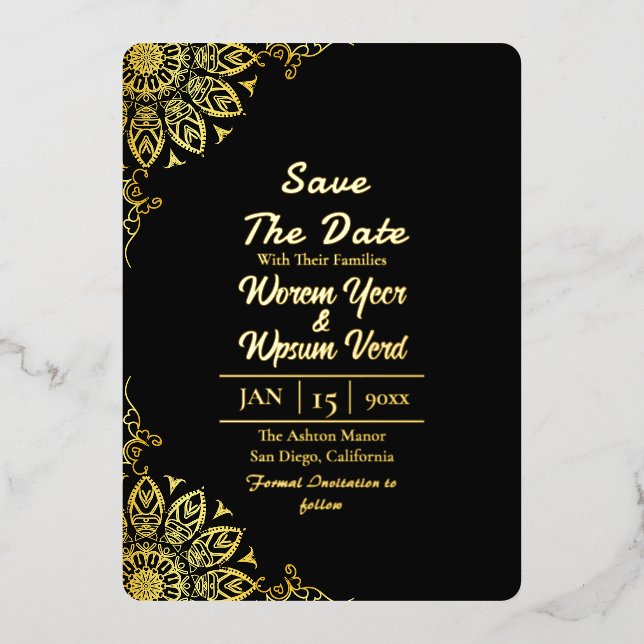 Invitation En Aluminium Noir Halloween mariage Enregistrer la date (Recto)