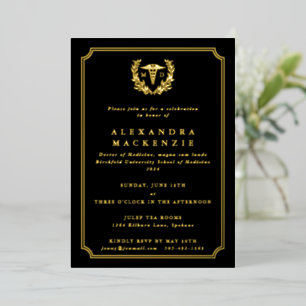 Invitation En Aluminium Noir MD Caduceus+Laurel Wreath Graduation