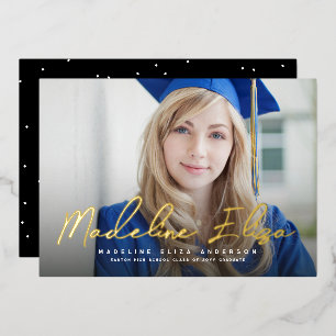 Invitation En Aluminium Nom du diplômé signature script photo graduation