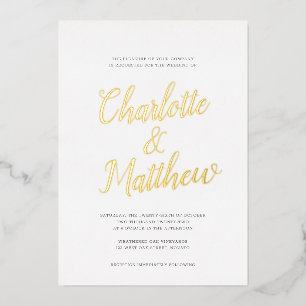 Invitation En Aluminium Nom surdimensionné Calligraphy Script Mariage REAL