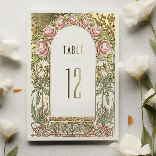 Invitation En Aluminium Nombres de table de mariage vintage avec pivoines