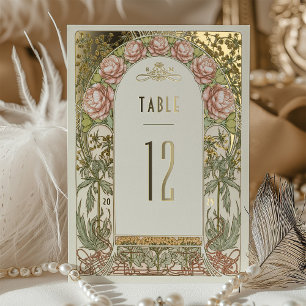 Invitation En Aluminium Nombres de table de mariage vintage avec pivoines
