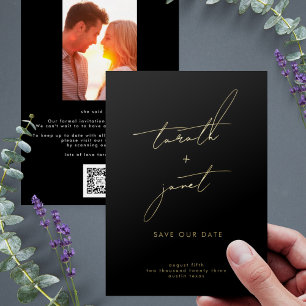 Invitation En Aluminium NOMS ÉLÉGANTS   Photo personnalisée Enregistrer no