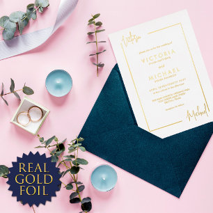 Invitation En Aluminium Noms minimaux modernes de couples Mariage frontali