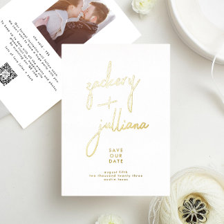 Invitation En Aluminium NOMS OR MODERNES | Photo Enregistrable Enregistrer