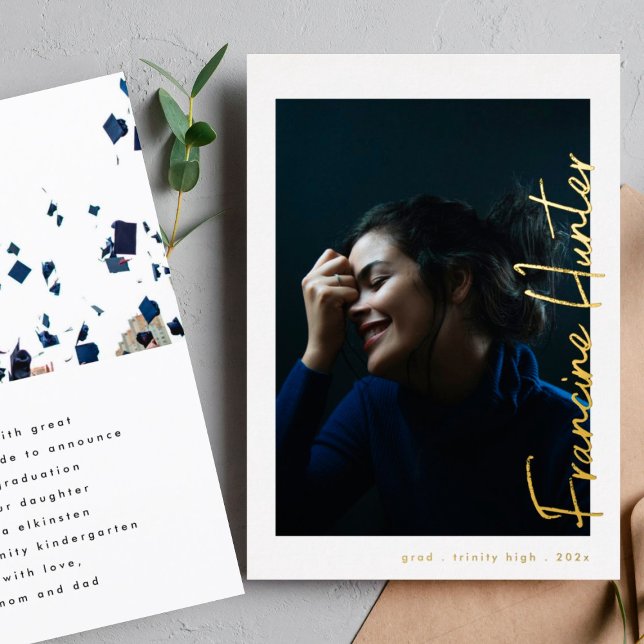 Invitation En Aluminium Noms personnalisés Lycée Diplôme Or (Créateur téléchargé)