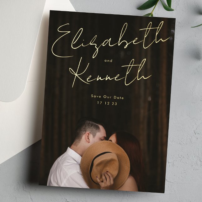 Invitation En Aluminium Noms personnalisés Modern Gold Photo Enregistrer n (Créateur téléchargé)