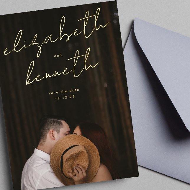 Invitation En Aluminium Noms personnalisés Modern Gold Photo Enregistrer n (Créateur téléchargé)