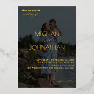 Invitation En Aluminium Noms Photo moderne 6 Mariage vertical