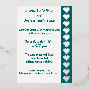 Invitation En Aluminium Nos Coeurs 8 bits dans l'Invitation Turquoise Foil