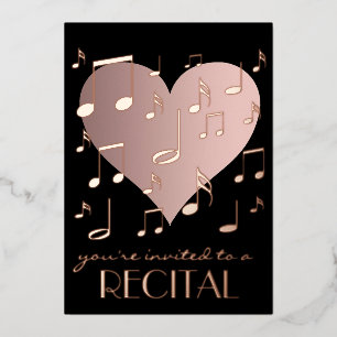 Invitation En Aluminium notes de musique en or rose pour récital