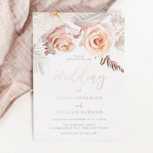 Invitation En Aluminium Notre Beau Mariage : Blush Floral & Rose Gold