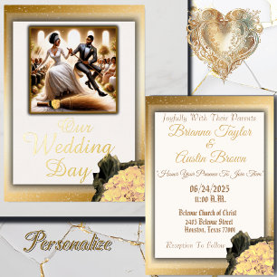 Invitation En Aluminium Notre Jour de Mariage Félicité Élégant Mariage
