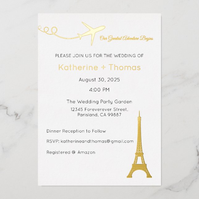 Invitation En Aluminium Notre plus grande aventure commence Invitation, Pa (Recto)