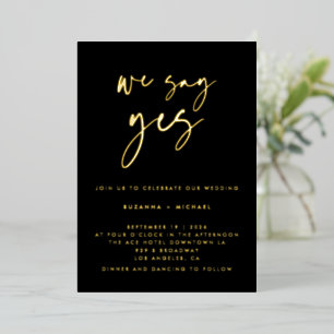 Invitation En Aluminium Nous disons oui Mariage Moderne Calligraphie Noir