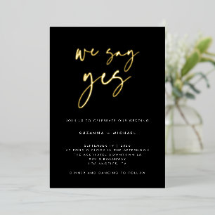 Invitation En Aluminium Nous disons Oui Noir Moderne Calligraphie Mariage