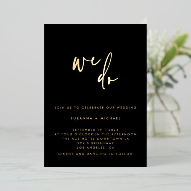 Invitation En Aluminium Nous faisons de la calligraphie noire moderne de m (Debout devant)
