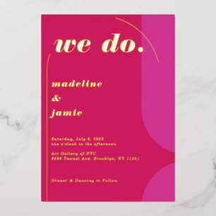 Invitation En Aluminium Nous Faisons Moderne Gras Rose Magenta Retro Abstr