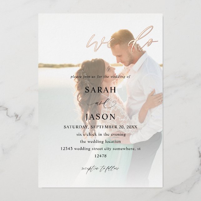 Invitation En Aluminium Nous faisons Photo Calligraphy Mariage (Recto)
