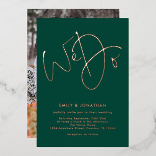 Invitation En Aluminium Nous faisons un mariage photo vert émeraude et or 
