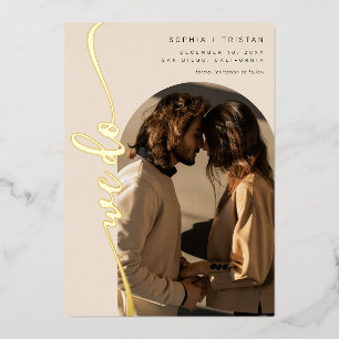 Invitation En Aluminium Nous faisons Vertical Boho Arch Beige Photo Enregi