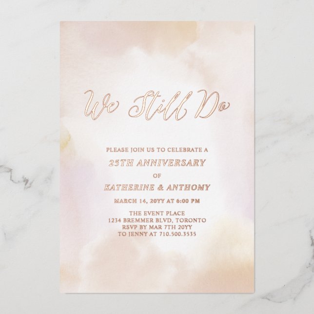 Invitation En Aluminium Nous le faisons toujours | Rose Gold Anniversaire, (Recto)