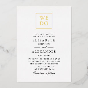Invitation En Aluminium Nous nous marions. Élégante typographie simple or